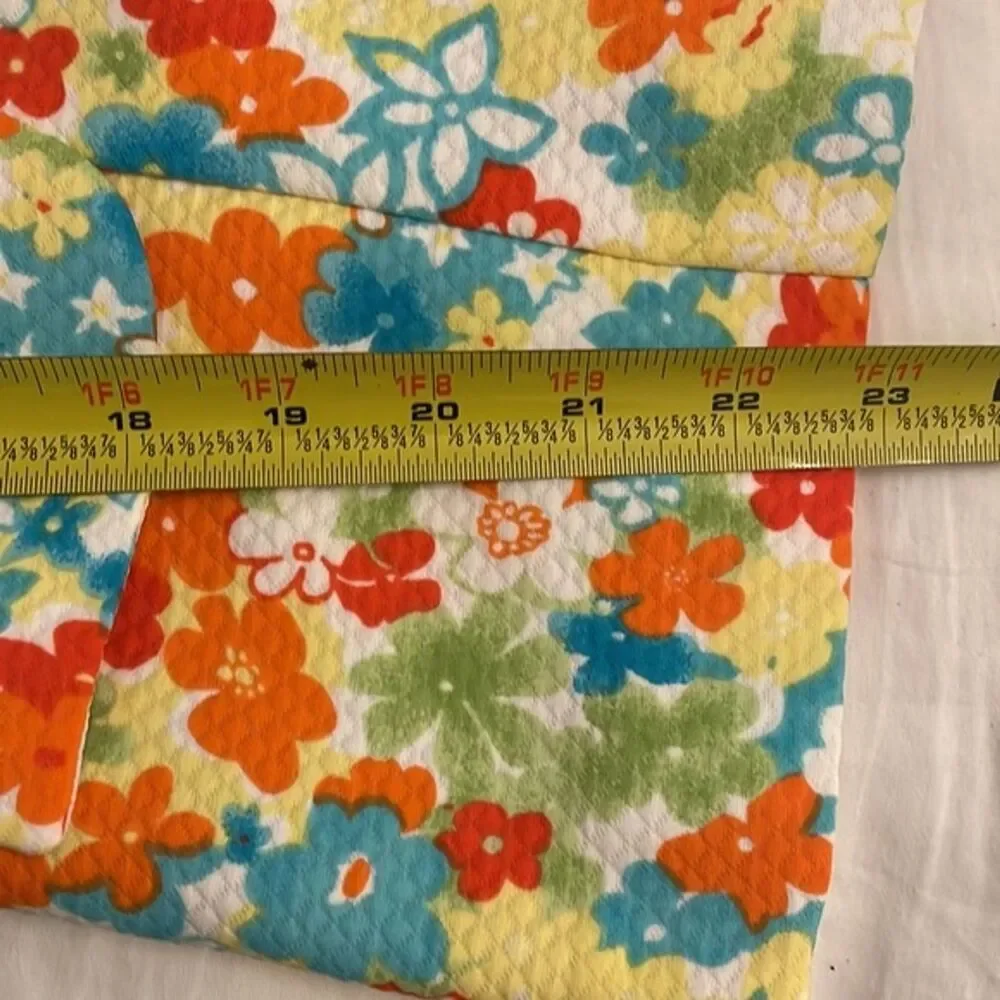 RQT Multicolor Floral Cotton Pique Blazer Jacket Womens Size 12 Vintage Blue - Picture 7 of 12